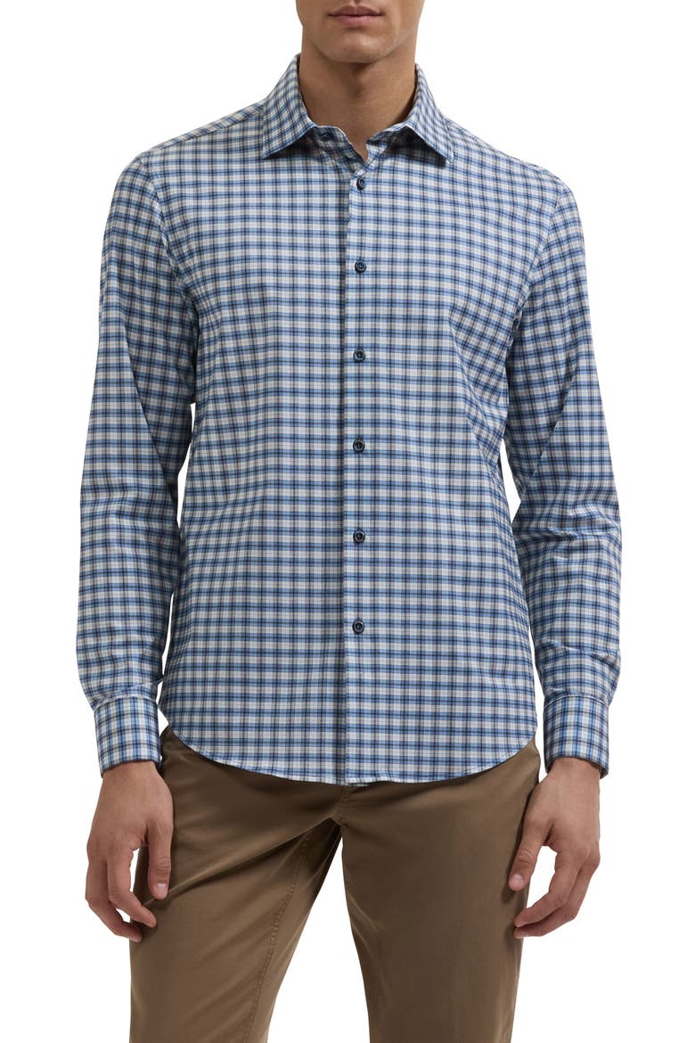 James OoohCotton® Plaid Button-Up Shirt, Main, color, MARINE BLUE