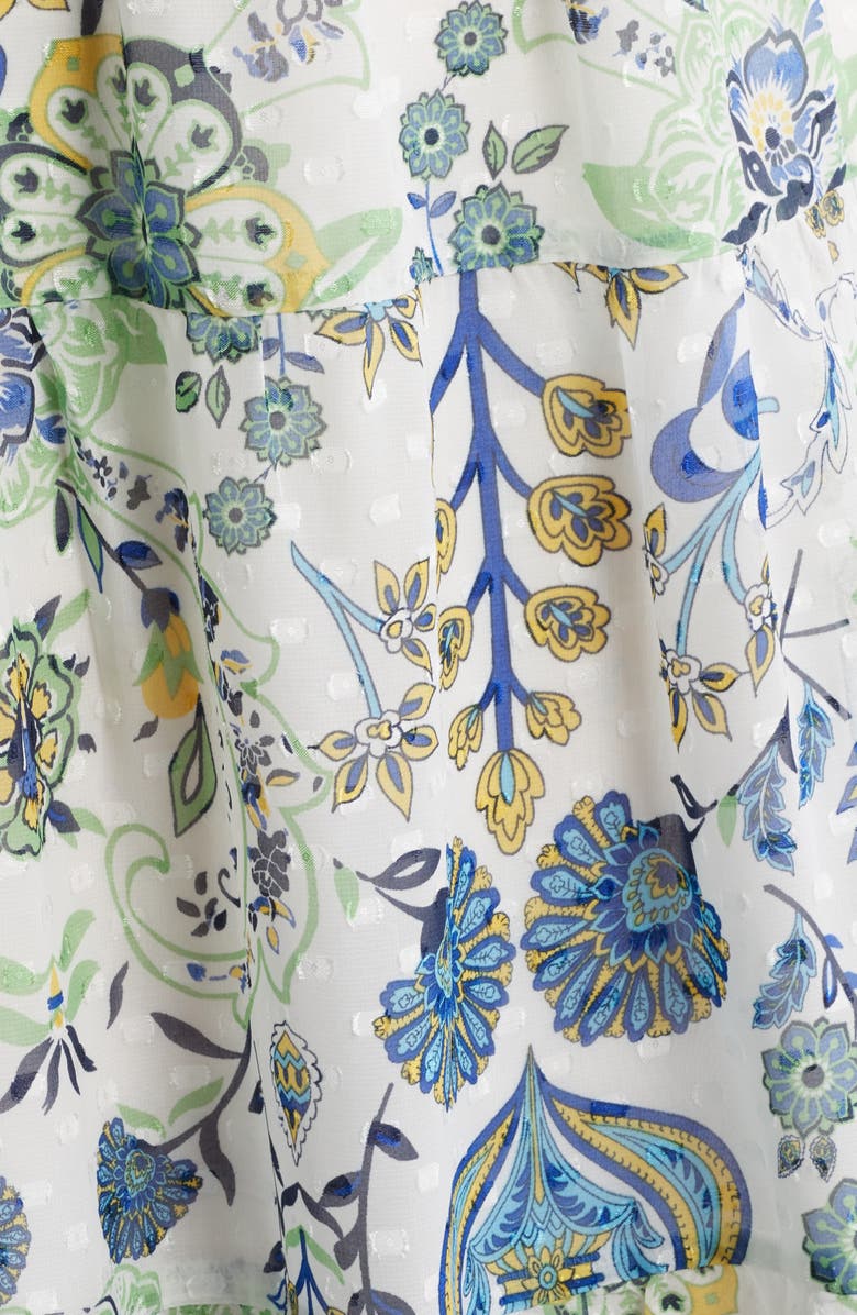 Anne Klein Patio Floral Print Clip Dot Midi Shirtdress, Alternate, color, 