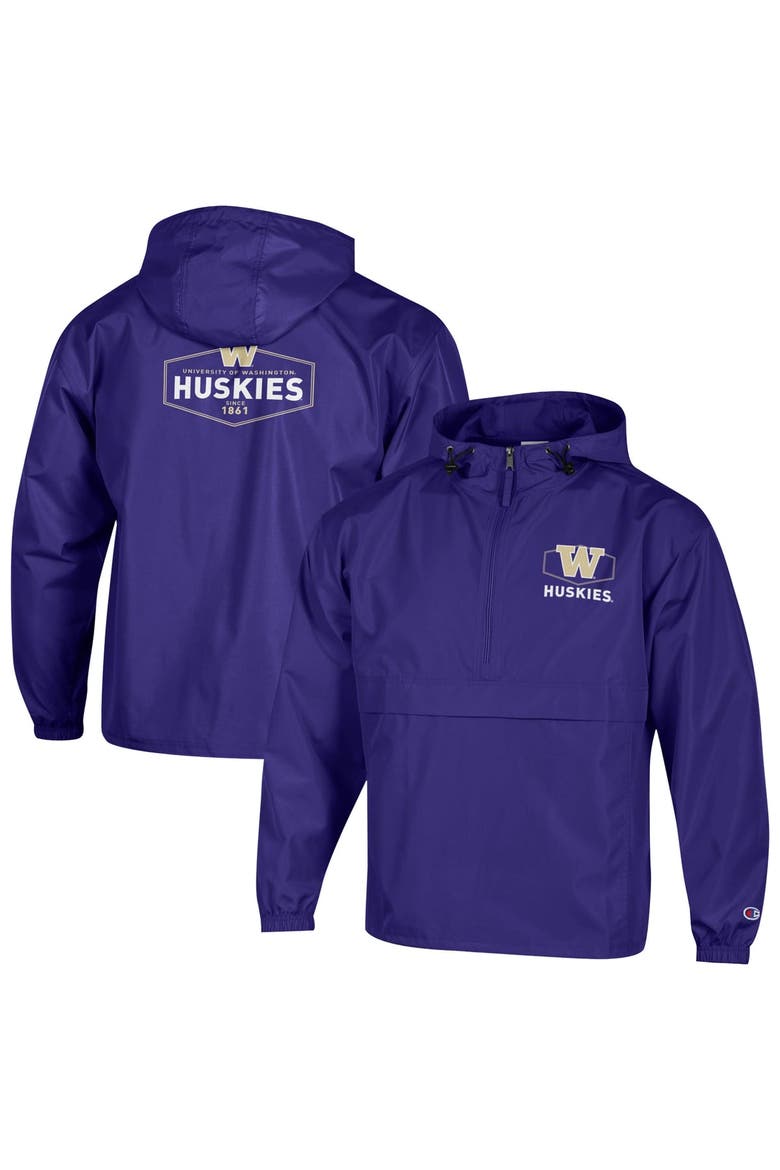 Men's Champion Purple Washington Huskies Delay Packable Half-Zip Jacket, Main, color, Purple