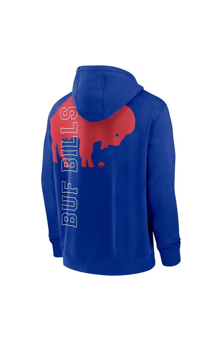 Nike Men's Nike Royal Buffalo Bills Throwback Layered Logo Statement Pullover Hoodie, Alternate, color,