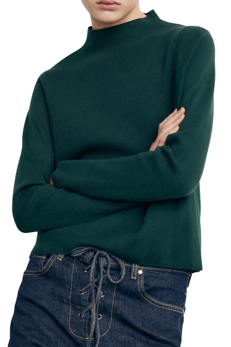 Funnel Neck Sweater, Main, color, DARK GREEN