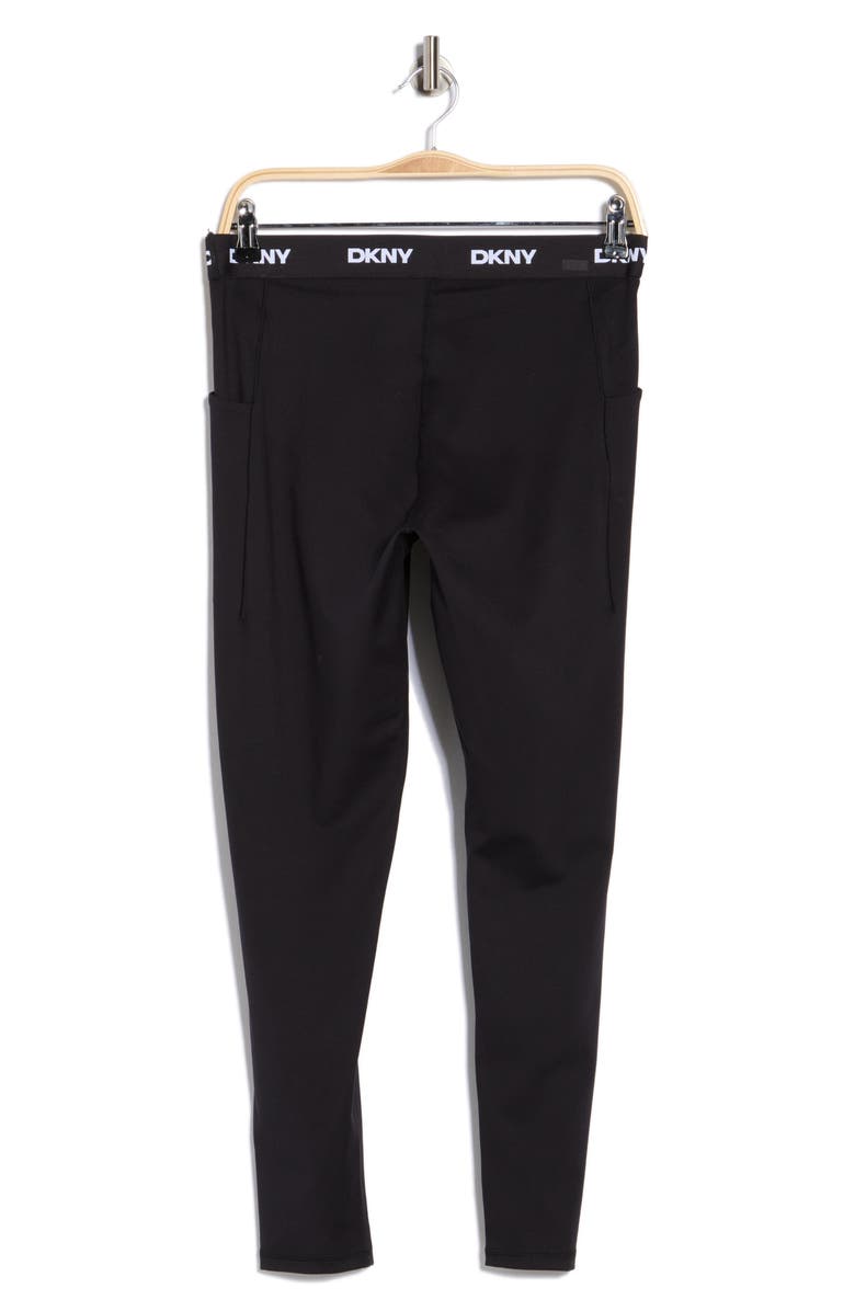 DKNY Logo Elastic Full Length Tights, Alternate, color, Black