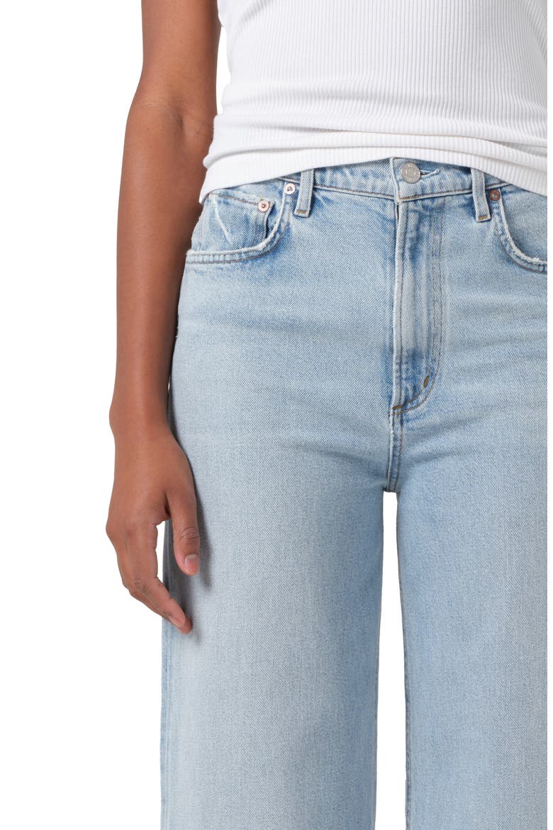 Ren Raw Hem High Waist Ankle Wide Leg Jeans, Alternate, color, BEAM