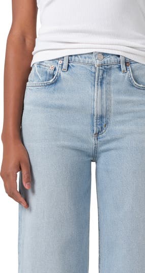Ren Raw Hem High Waist Ankle Wide Leg Jeans