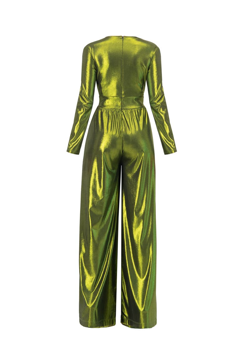 V-Neck Wide-Leg Jumpsuit, Alternate, color, Olive Green