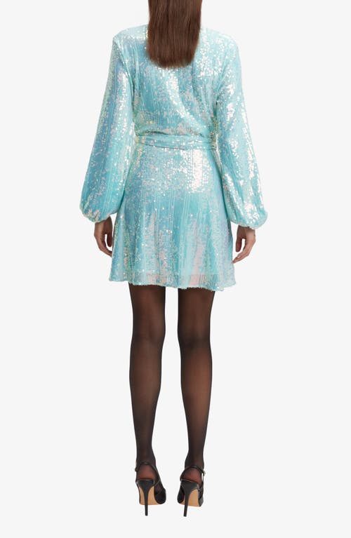 Bardot Bellissa Sequin Long Sleeve Minidress In Aqua