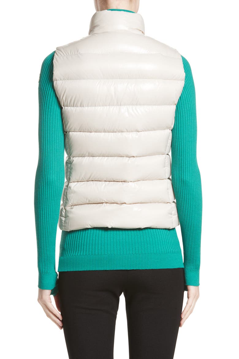Ghany Water Resistant Shiny Nylon Down Puffer Vest, Alternate, color, IVORY