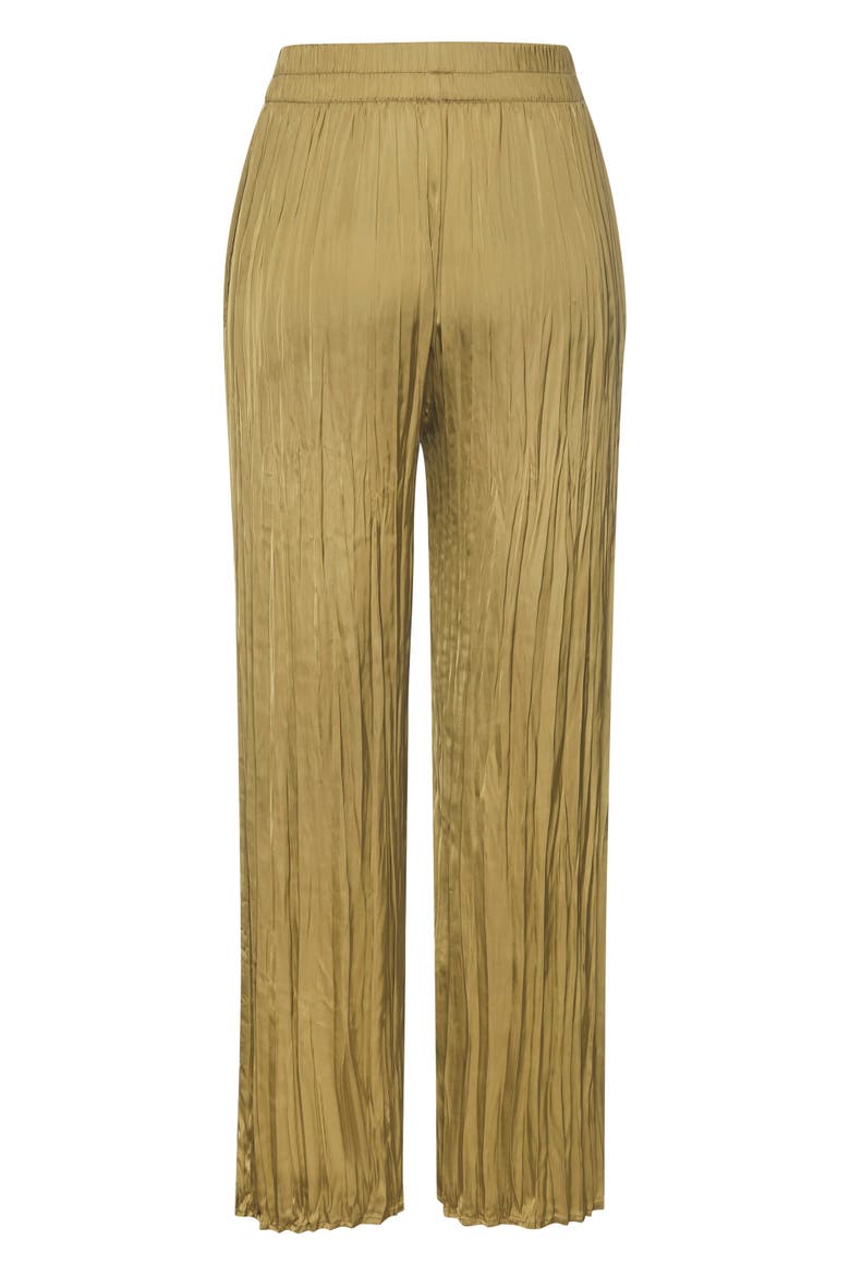 Flowy Textured Pull On Pants, Alternate, color, Green