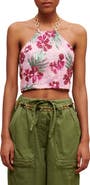 maje Lustik Floral Sequin Crop Halter Top