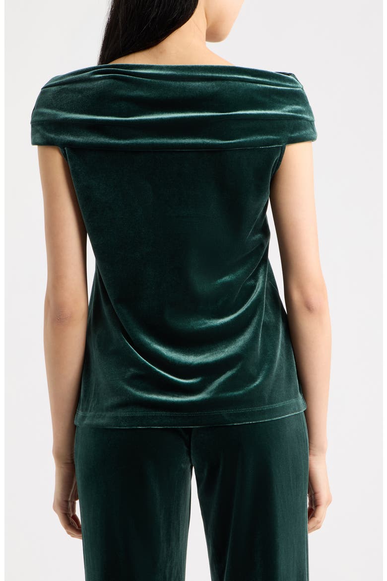 Draped Boat Neck Velvet Top, Alternate, color, PINE FOREST