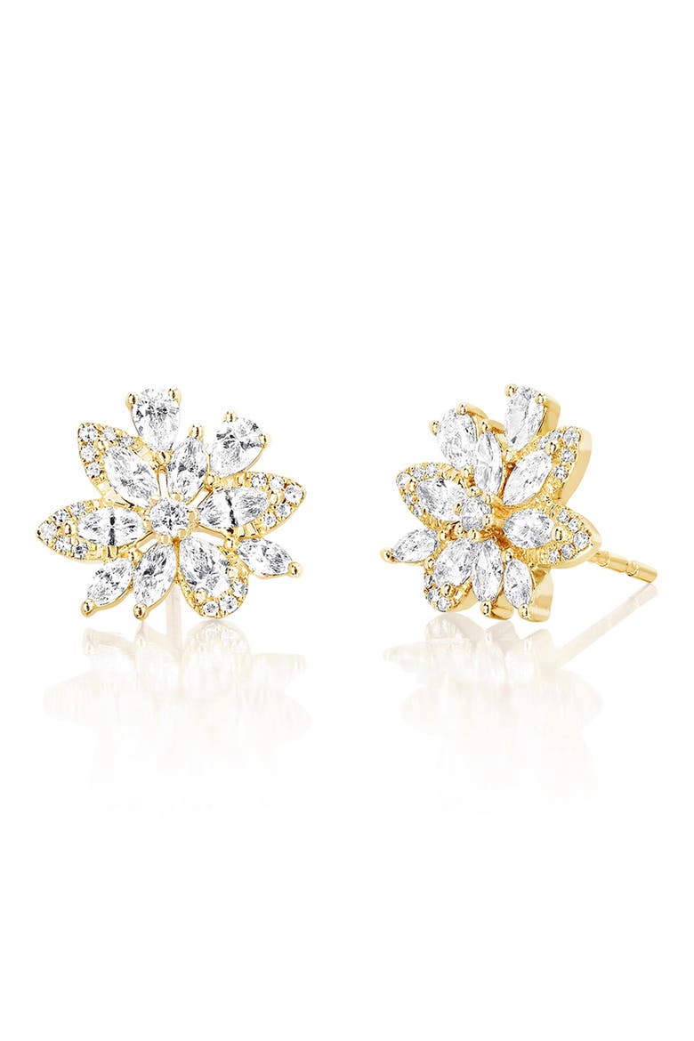 14k Gold Marquise Diamond Cluster Stud Earrings, Main, color, 14K YELLOW GOLD