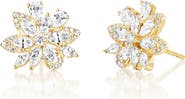 EF Collection 14k Gold Marquise Diamond Cluster Stud Earrings