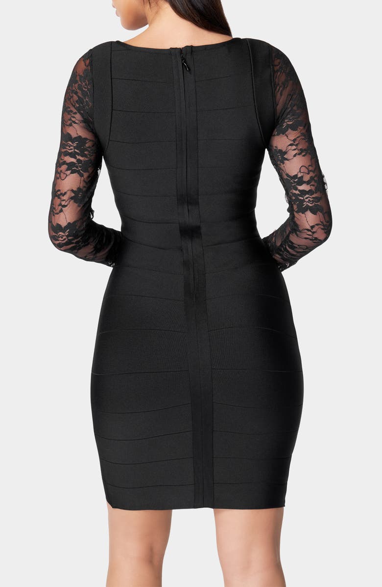 bebe Lace Long Sleeve Bandage Dress, Alternate, color,