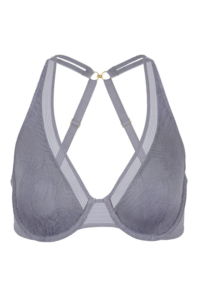 The Smooth Lace Plunge Bra, Alternate, color, SMOKE