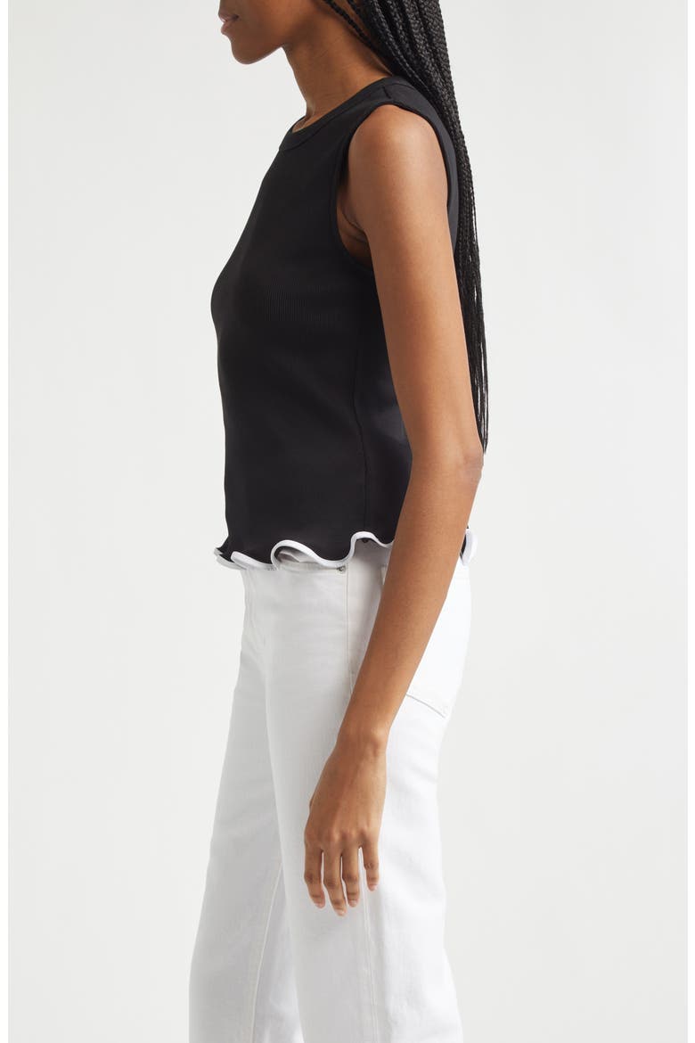 Elianne Rib Stretch Cotton Tank, Alternate, color, BLACK