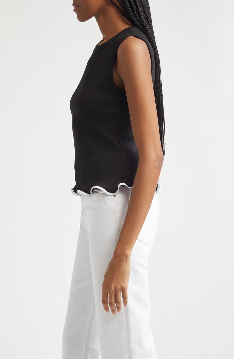 Veronica Beard Elianne Rib Stretch Cotton Tank, Alternate, color, Black
