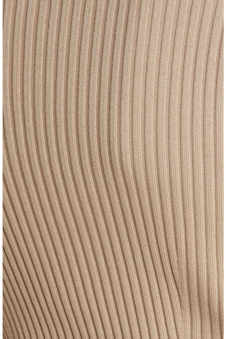 Jonathan Simkhai Hardin Compact Ribbed Belted Short Sleeve Dress, Alternate, color, TAN/ PAPYRUS