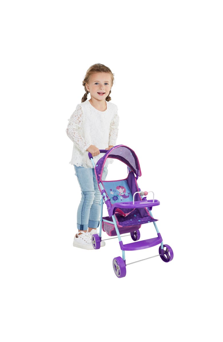 509 Mermaid Doll Stroller W/ Canopy & Cup Holder, Alternate, color, Multicolored
