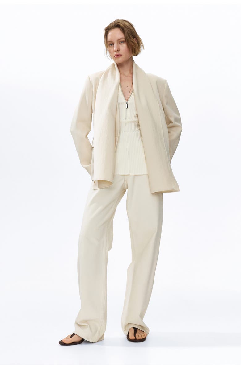 H&M Lapelless Blazer With Scarf, Alternate, color, Light Beige