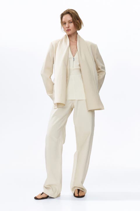 Lapelless blazer with scarf