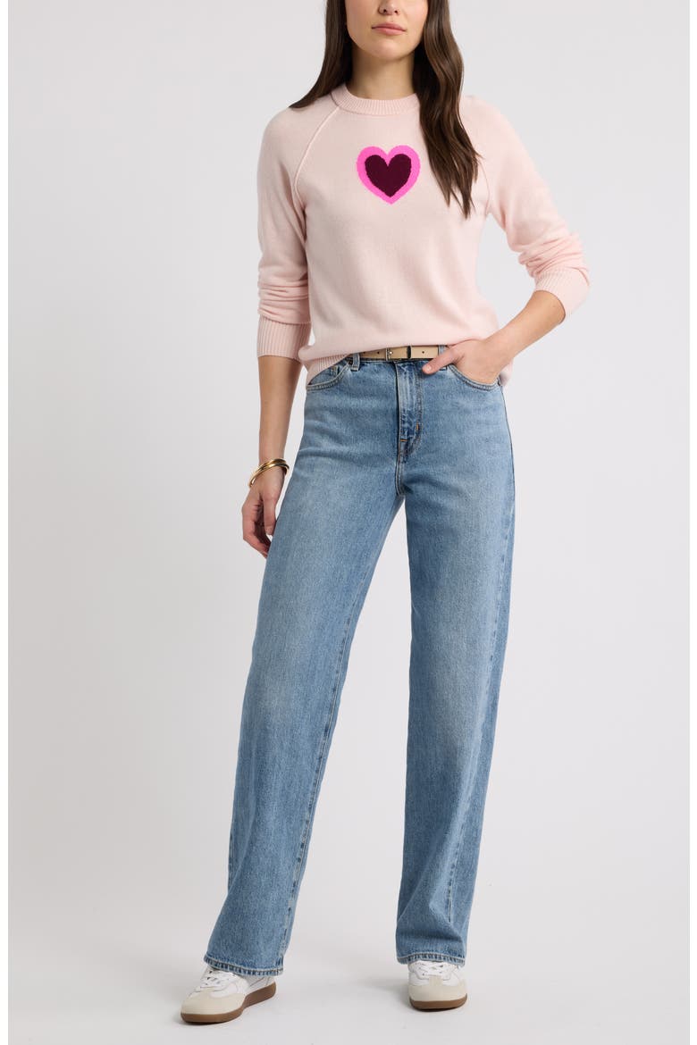 Wool & Cashmere Heart Intarsia Sweater, Alternate, color, PINK LAYERED HEART