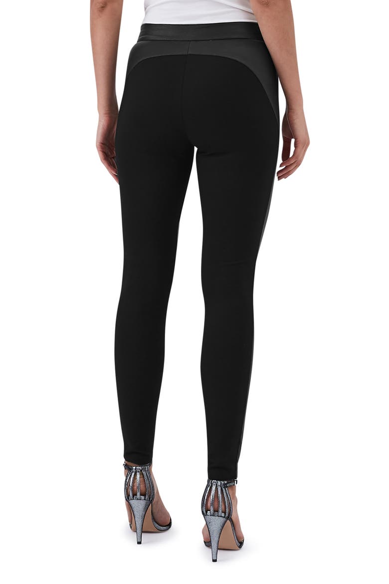 Valerie Mix Media Leather Leggings, Alternate, color, BLACK