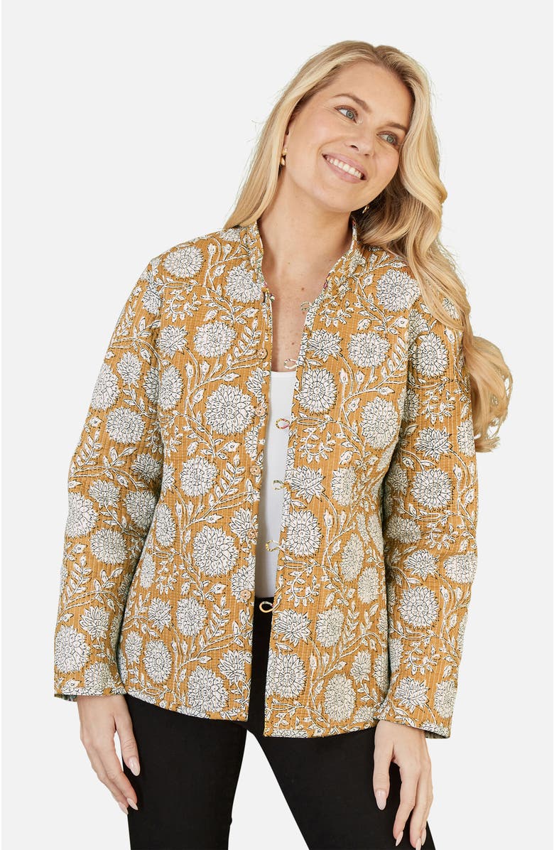 Yumi Sunflower Reversible Quilted Jacket, Alternate, color, Yellow