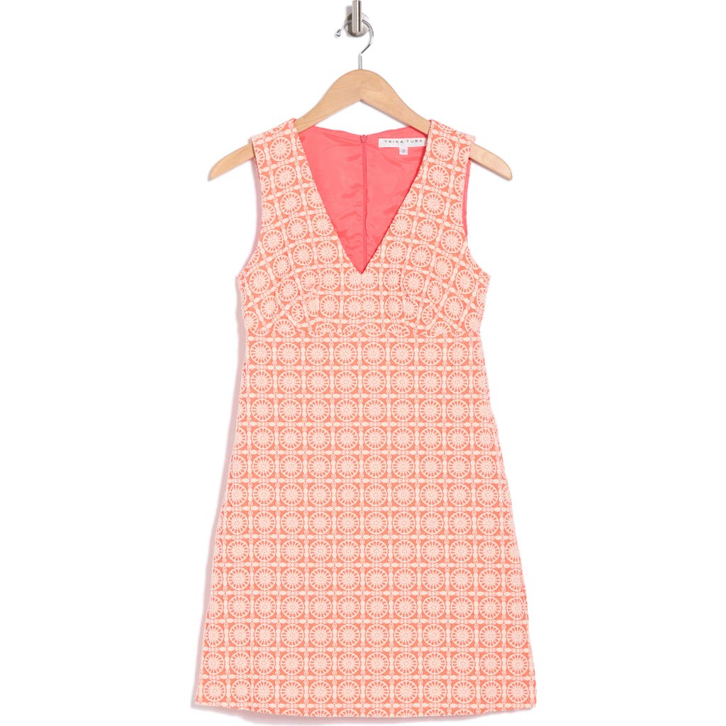 Trina Turk Alyssa Patterned Short Dress With Pockets In Slushie/whitewash
