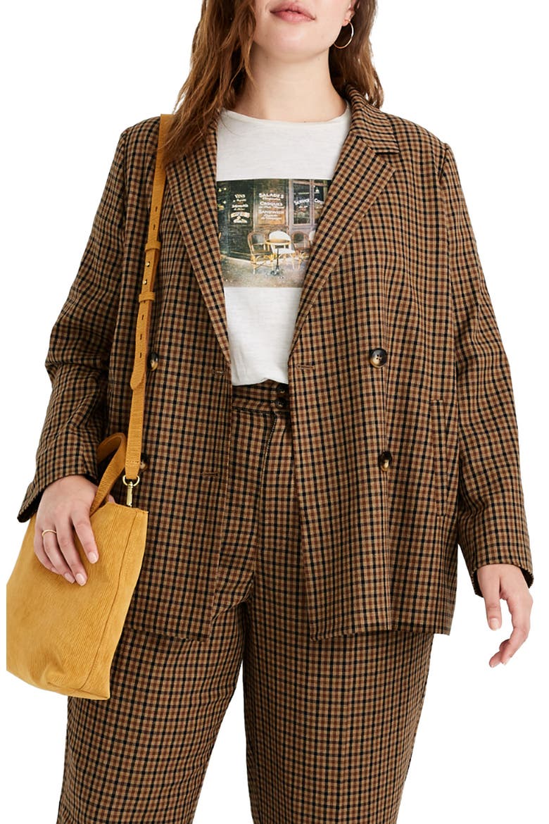 Caldwell Plaid Double-Breasted Blazer, Alternate, color, DESERT