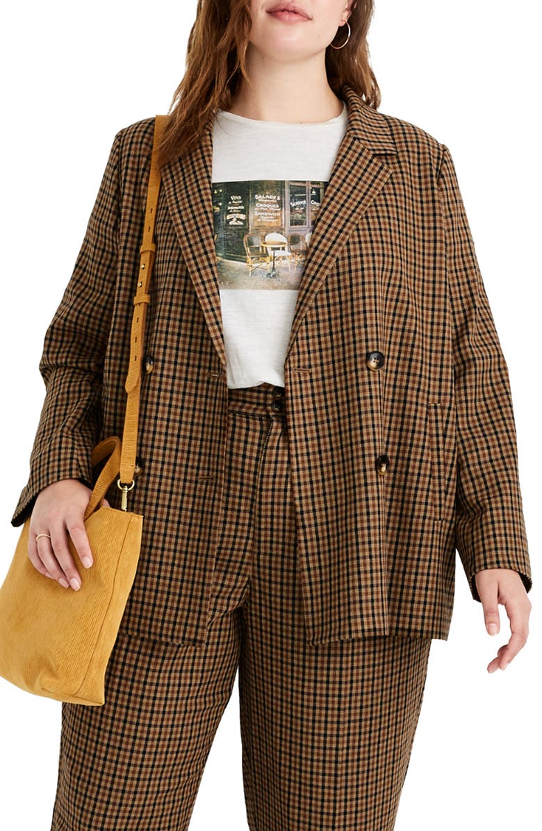 Madewell Caldwell Plaid Double-Breasted Blazer, Alternate, color,