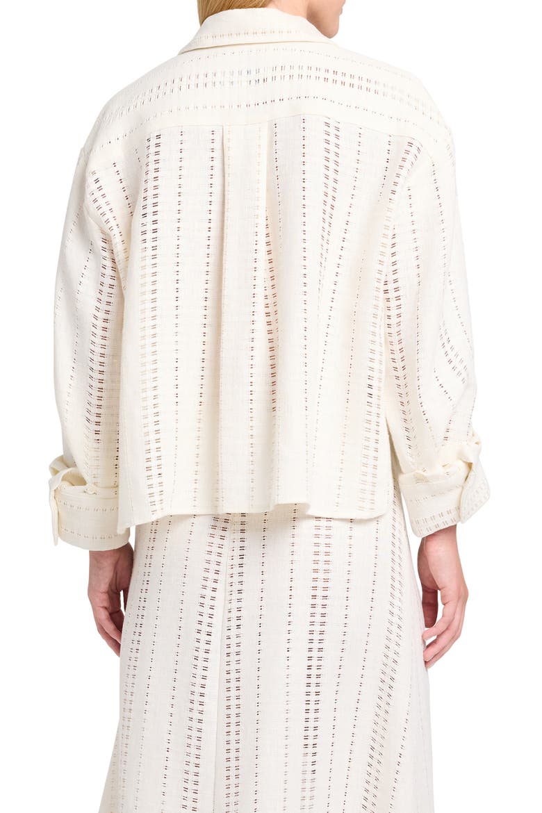 J.D. Open Stitch Linen Button-Up Shirt, Alternate, color, IVORY
