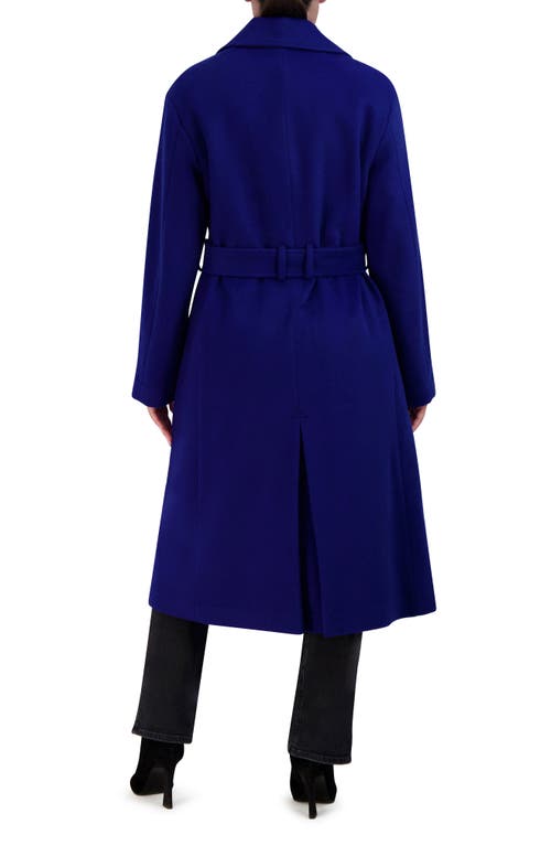Cole Haan Luxe Wool-blend Belted Oversized Coat In Cobalt