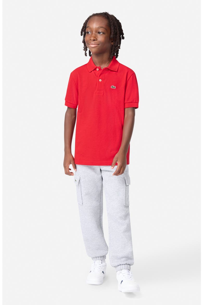 Kids' Solid Cotton Piqué Polo, Alternate, color, LACOSTE ROUGE