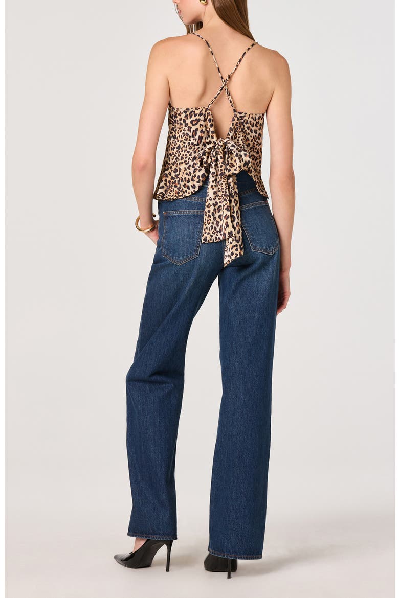 Everli Polka Dot Tie Back Top, Alternate, color, LEOPARD PRINT