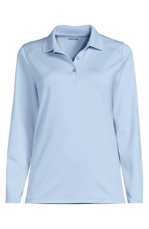 Lands' End School Uniform Long Sleeve Feminine Fit Rapid Dry Polo Shirt In Blue