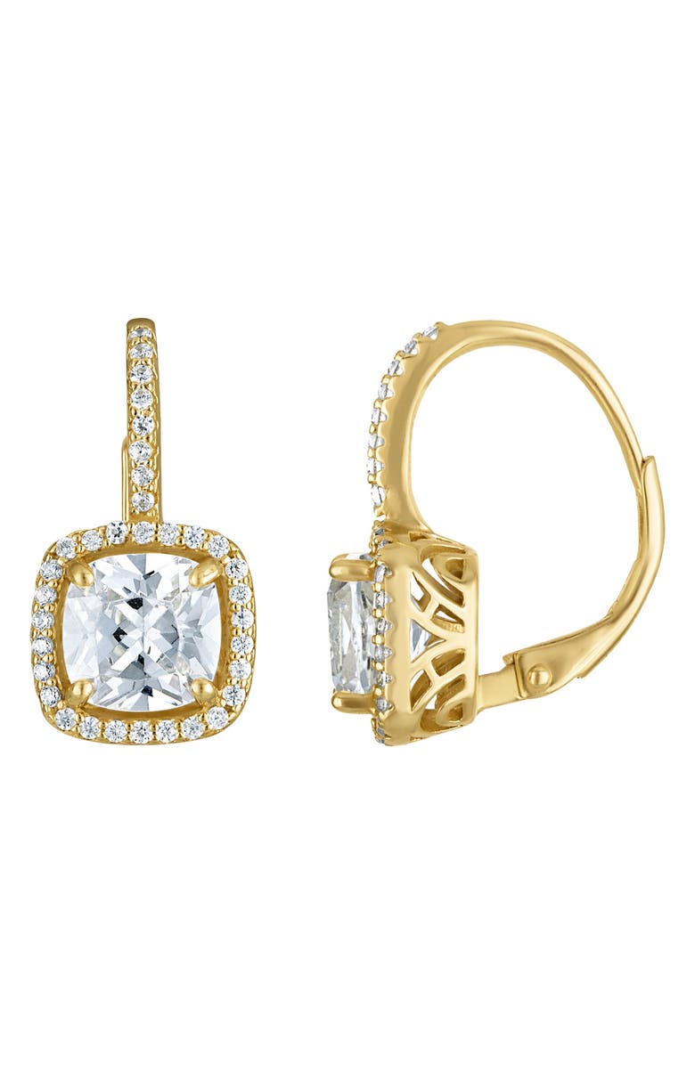 FZN 14K Gold Over Silver Gemstone And Diamond Leverback Earrings, Main, color, White