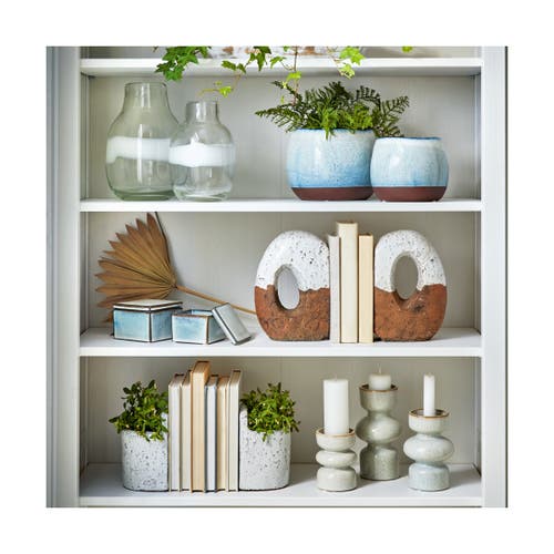 Tag Linea Taupe Speckled Ceramic Reversible Candle Holder Medium In Gray