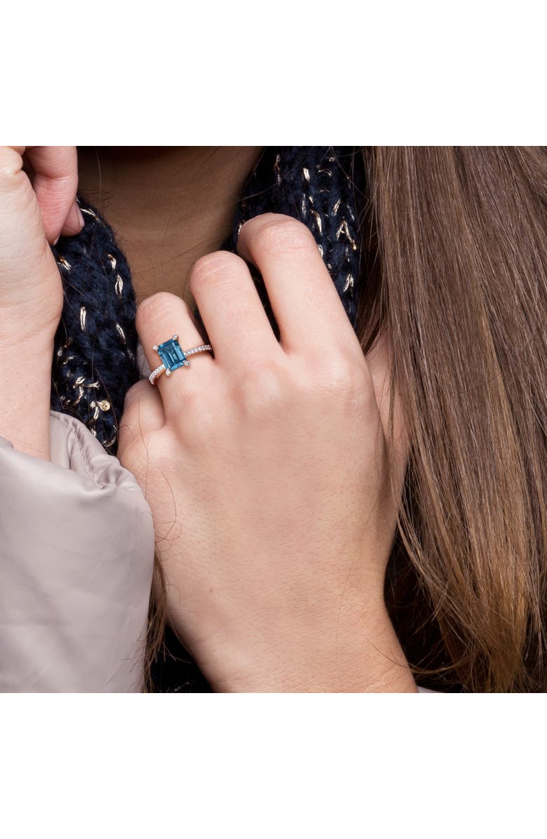 Julianna B. Blue Topaz & Diamond Octagonal Ring 14k, Alternate, color, Topaz