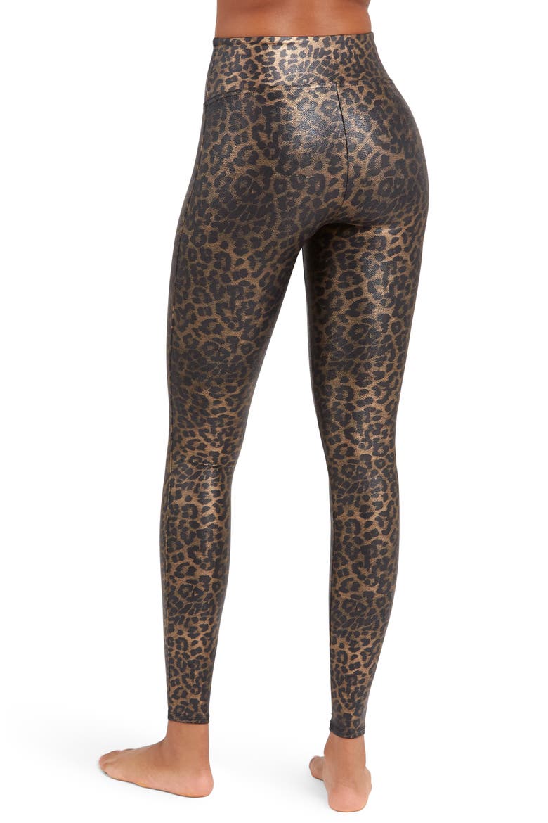 Leopard Print Faux Leather Leggings (, Alternate, color, LEOPARD SHINE