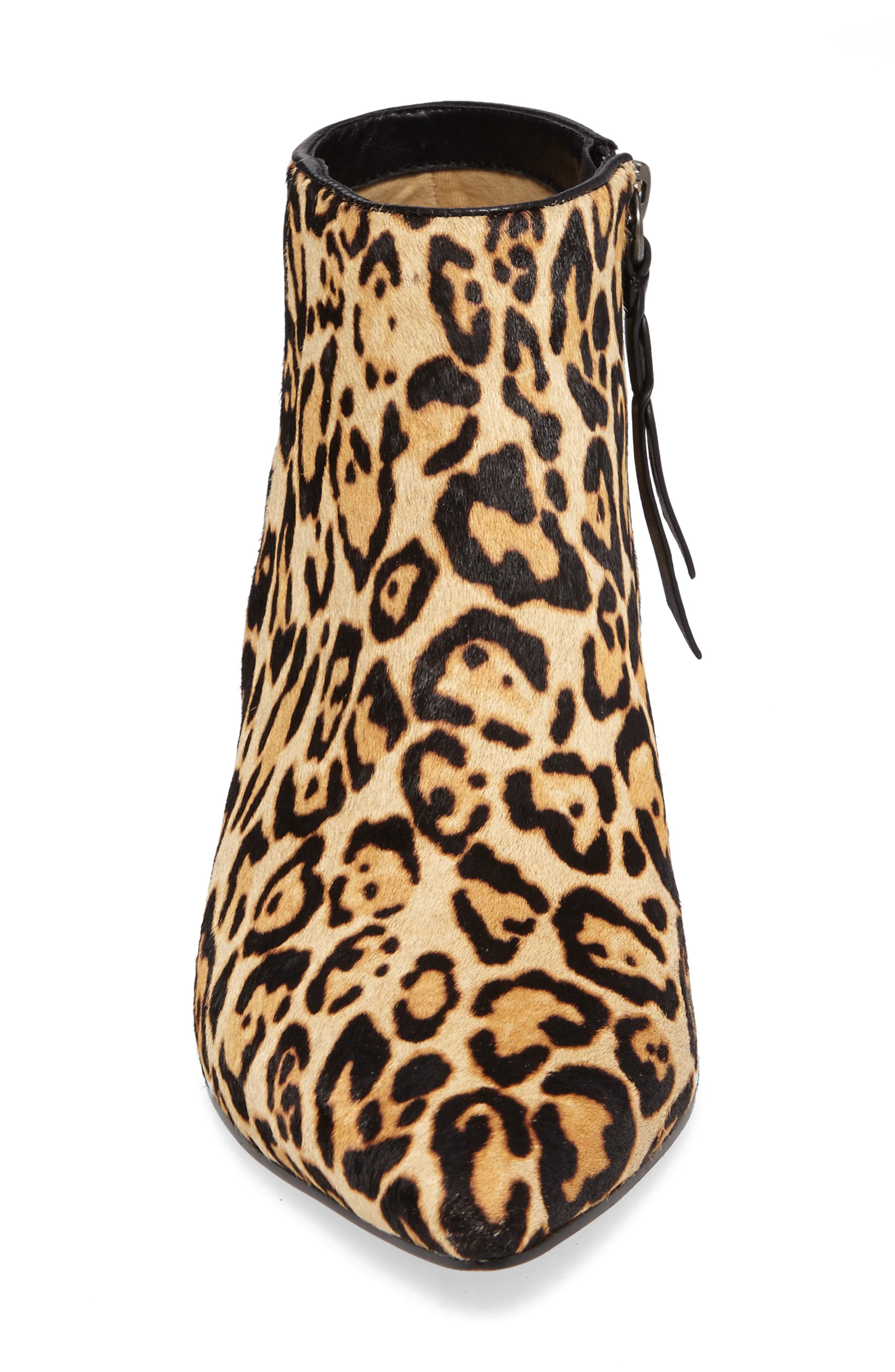 Dante II Genuine Calf Hair Pointy Toe Bootie, Alternate, color, LEOPARD CALF HAIR