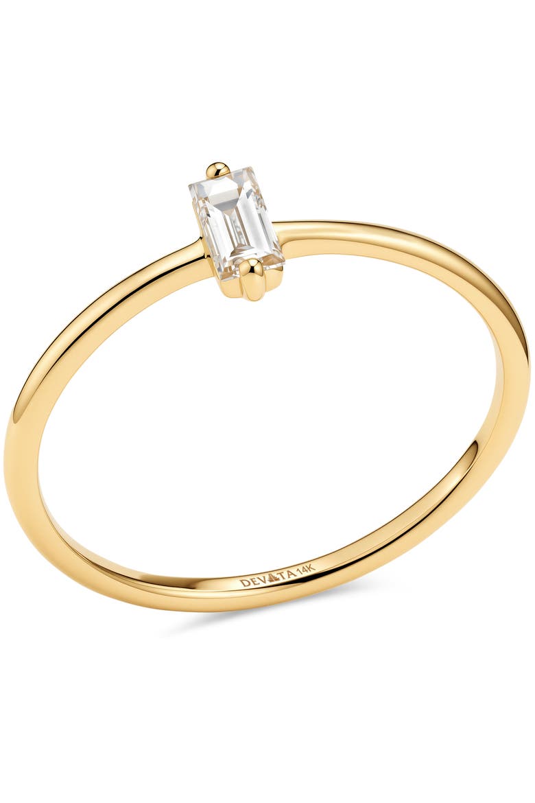 Baguette Lab Grown Diamond Solitaire Ring in 14K Gold, Alternate, color, Yellow Gold