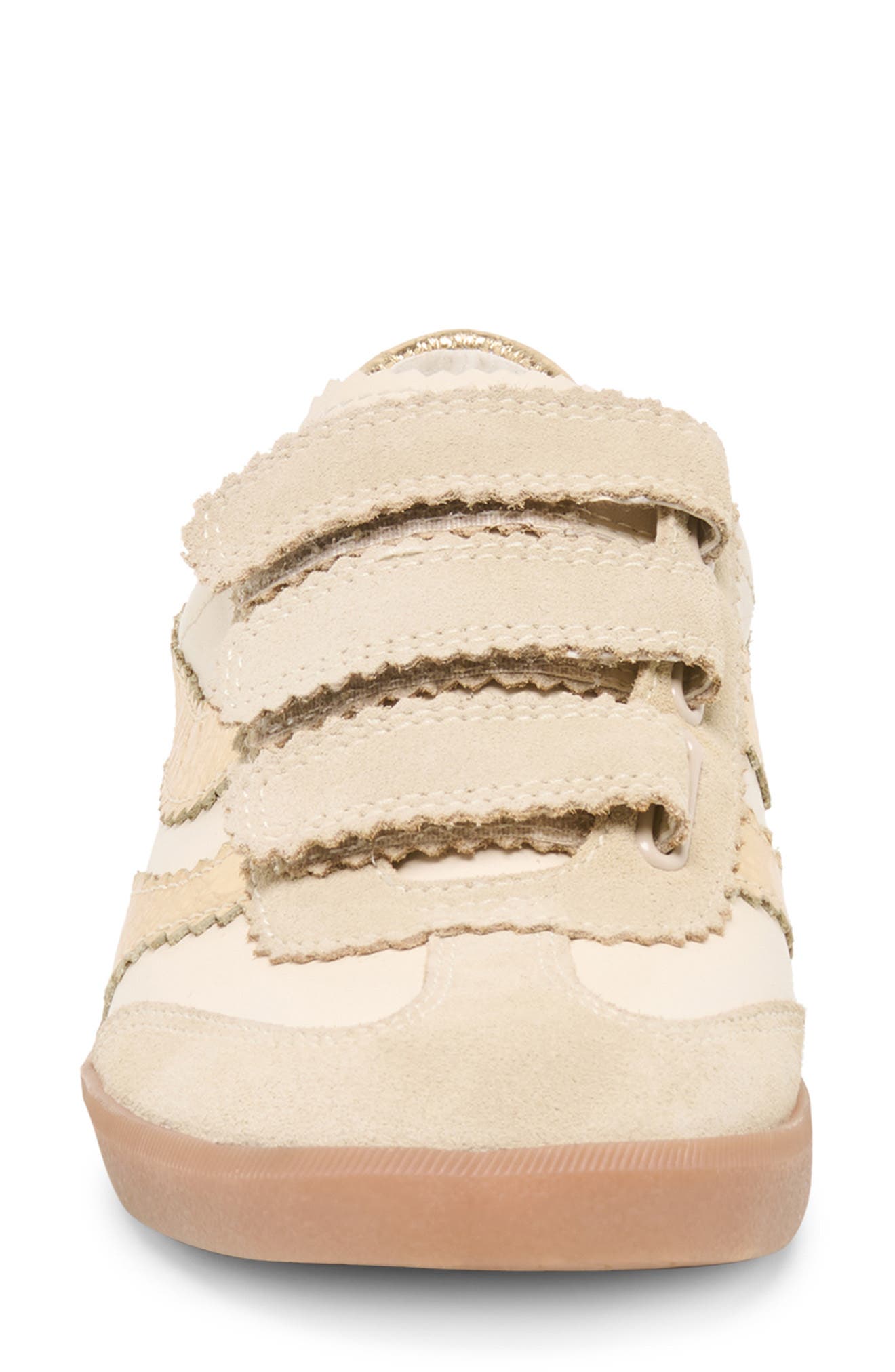 Merit Leather Velcro Sneaker, Alternate, color, WHITE/GOLD LEATHER