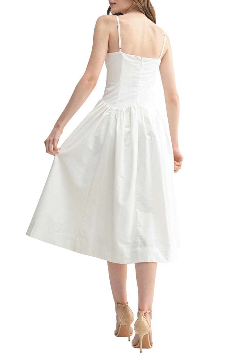 All in Favor Drop Waist Cotton & Linen Midi Dress, Alternate, color, White
