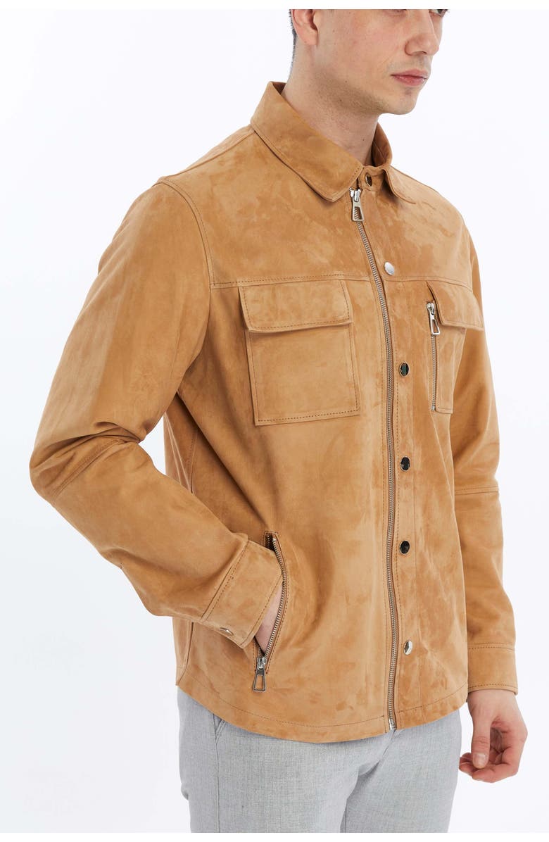 Furniq UK Oscar Suede Jacket, Alternate, color, Pastel Brown