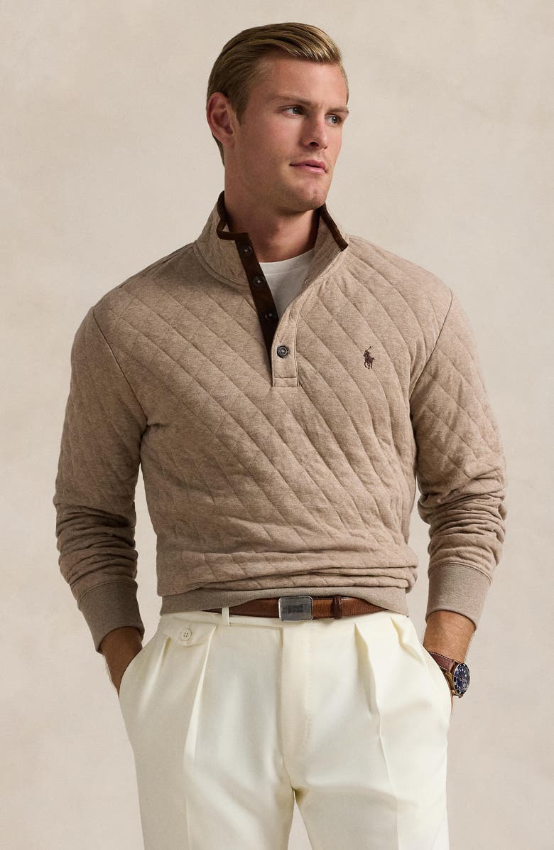 Polo Ralph Lauren Quilted Double Knit Half Button Pullover, Alternate, color, 