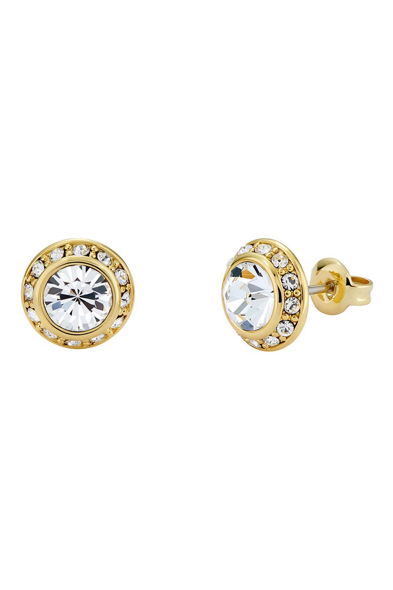 Soletia Solitaire Crystal Halo Stud Earrings, Alternate, color, GOLD TONE CLEAR CRYSTAL