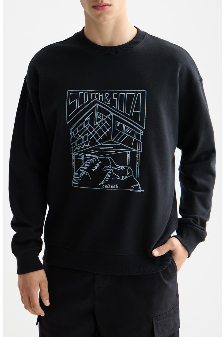 x Field Notes Embroidered Logo Cotton Crewneck Sweatshirt, Main, color, METEORITE