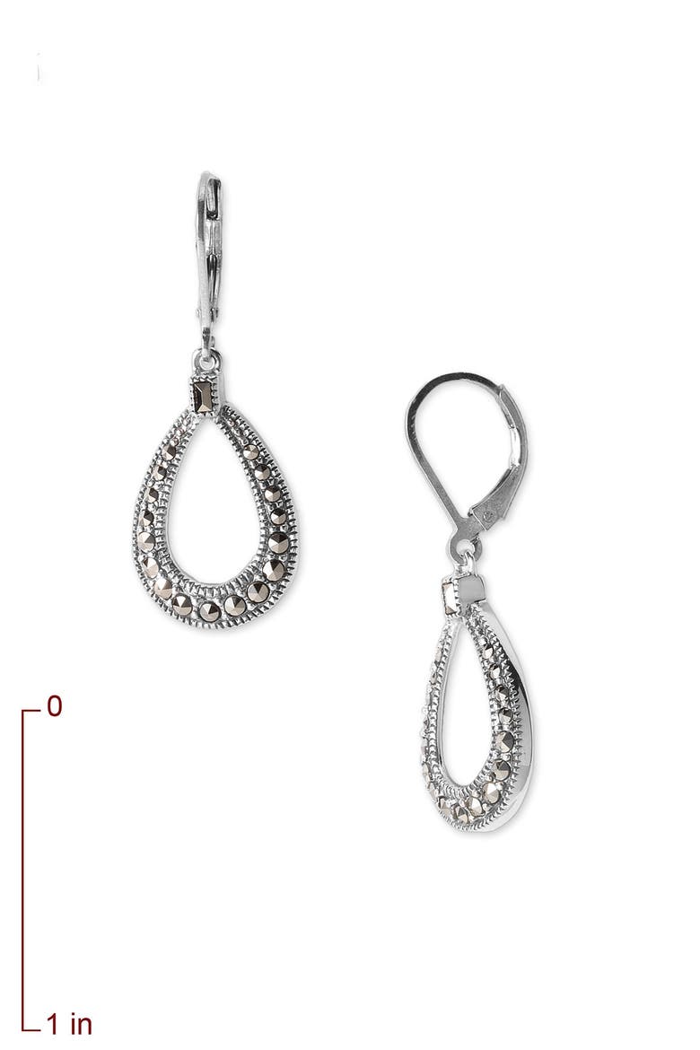 Marcasite Teardrop Earrings, Alternate, color, MARCASITE / STERLING SILVER
