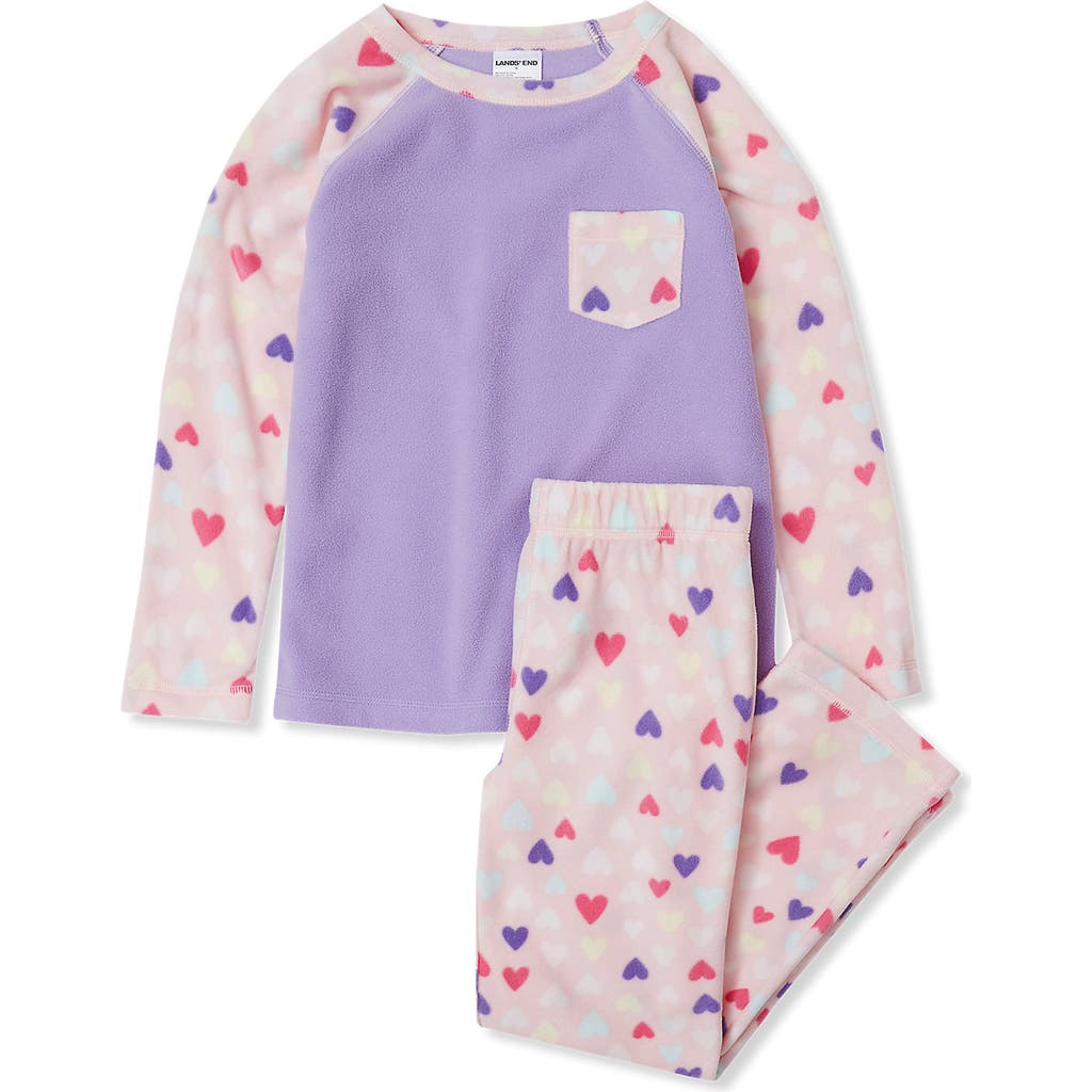 Lands' End Kids Long Sleeve Pocket Fleece Pajama Set In Multi