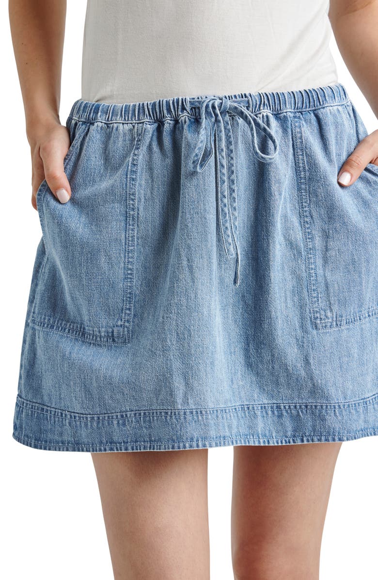 Splendid Alice Denim Drawstring Waist Miniskirt, Alternate, color,
